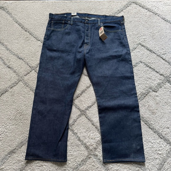 Levi’s jeans 501 dark wash button fly straight leg stretch 46 X 30 new - Picture 9 of 9